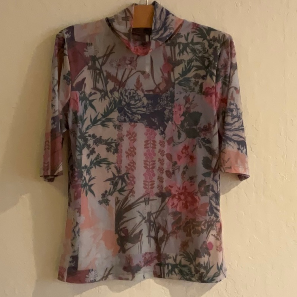 Anthro Floral Mockneck Blouse